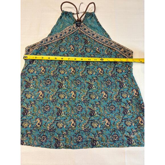 Chaps Halter Top Teal Paisley with Leather Rope Accent Size L - Picture 5 of 5